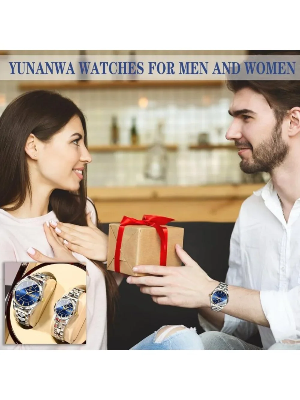 Luminous Waterproof Couple Watches Set for Him & Her - Gold & Silver Quartz